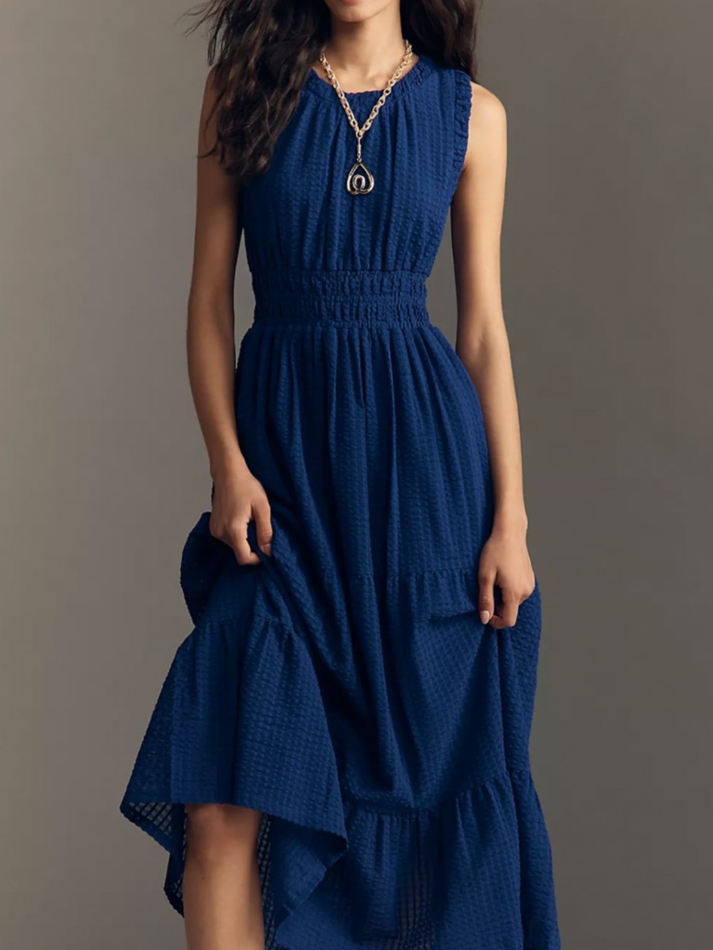 Anthropologie Sleeveless Navy Blue-Violet Maxi Dress XL